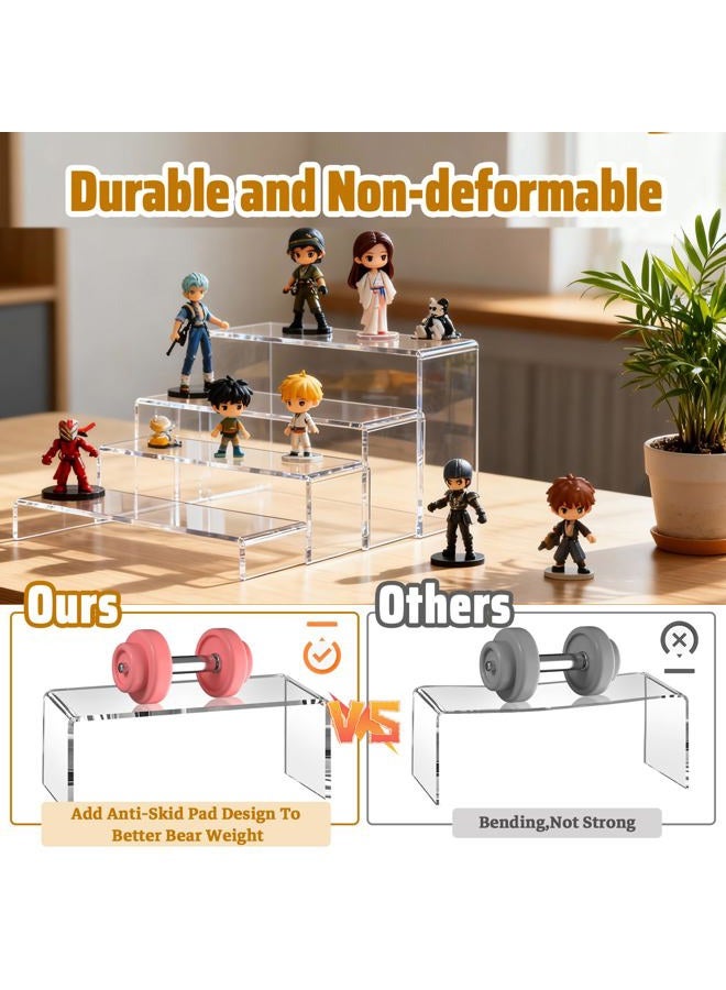 StyEdEk 16 Pcs Acrylic Risers 4 Sizes(7" L~9" L) Riser Display Shelf Cupcake Stand Display Cabinet Clear Rectangular Display Stands Set - Image 3