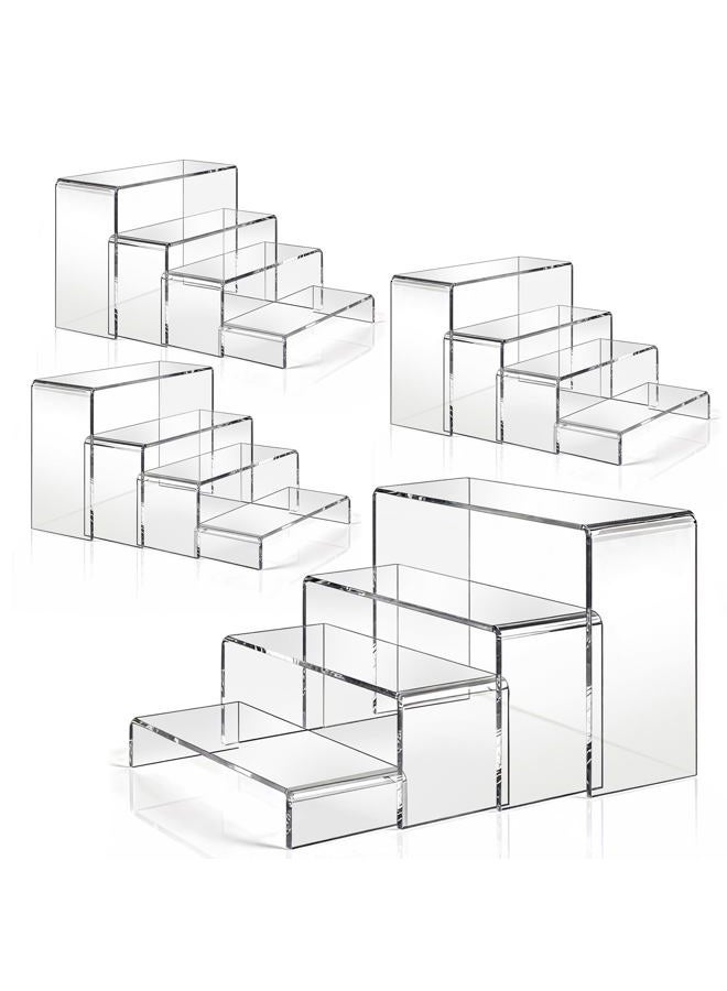 StyEdEk 16 Pcs Acrylic Risers 4 Sizes(7" L~9" L) Riser Display Shelf Cupcake Stand Display Cabinet Clear Rectangular Display Stands Set - Image 1