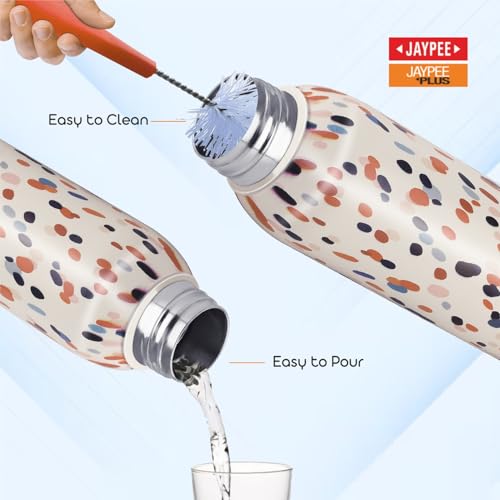 Jaypee Plus Punch Prime Stainless Steel Printed Vacuum Insulated Water Bottle 500 ml | ISI Certified Rustproof & Leakproof Flask with 24Hrs Hot & Cold Ideal for School Kids, Office & Travel- (Cream) - Image 5