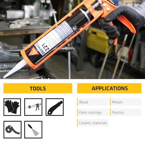 SIKA سيكافليكس-221 مادة لاصقة/مانعة تسرب متعددة الأغراض من البولي يوريثان، 10.1 أونصة سائلة، سوداء – مانع تسرب مرن دائم، قابل للرمل والدهان، غير تآكلي، يلتصق بالمعادن، والبلاستيك والمزيد - Image 5