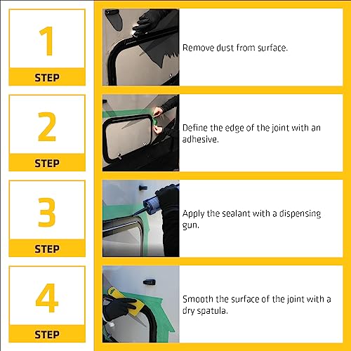 SIKA سيكافليكس-221 مادة لاصقة/مانعة تسرب متعددة الأغراض من البولي يوريثان، 10.1 أونصة سائلة، سوداء – مانع تسرب مرن دائم، قابل للرمل والدهان، غير تآكلي، يلتصق بالمعادن، والبلاستيك والمزيد - Image 4