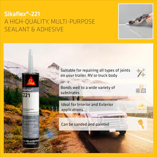 SIKA سيكافليكس-221 مادة لاصقة/مانعة تسرب متعددة الأغراض من البولي يوريثان، 10.1 أونصة سائلة، سوداء – مانع تسرب مرن دائم، قابل للرمل والدهان، غير تآكلي، يلتصق بالمعادن، والبلاستيك والمزيد - Image 3