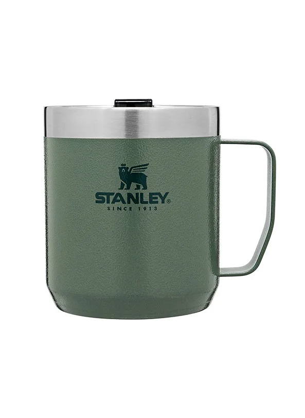 ستانلي Stanley Classic Legendary Camp Mug 0.35L / 12 OZ Hammertone Green â€“ Vacuum insulated Tumbler | Stainless steel camp mug | BPA-free thermal cup |Dishwasher safe | Single server brewer compatible