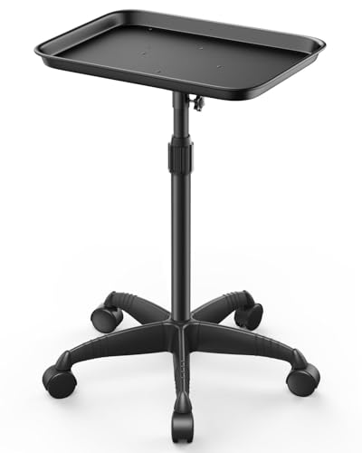 VERYTOP Rolling Salon Tray on Wheels Adjustable Height 2537 Tattoo Tray Premium Aluminum Easy Assembly Salon Trolley Cart for Clinic Spa Tattoo Studio Elderly Care Home Use37inch - Image 1