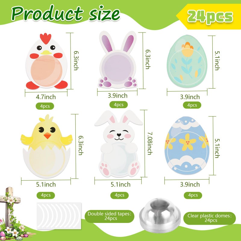 Tryly 24 Pack Easter Cards for Classroom, DIY Bunnies Eggs Chick Candy Cards with Plastic Domes, Easter Greeting Cards Holder for School Party Favors, Not Included Candy (24) - Image 2