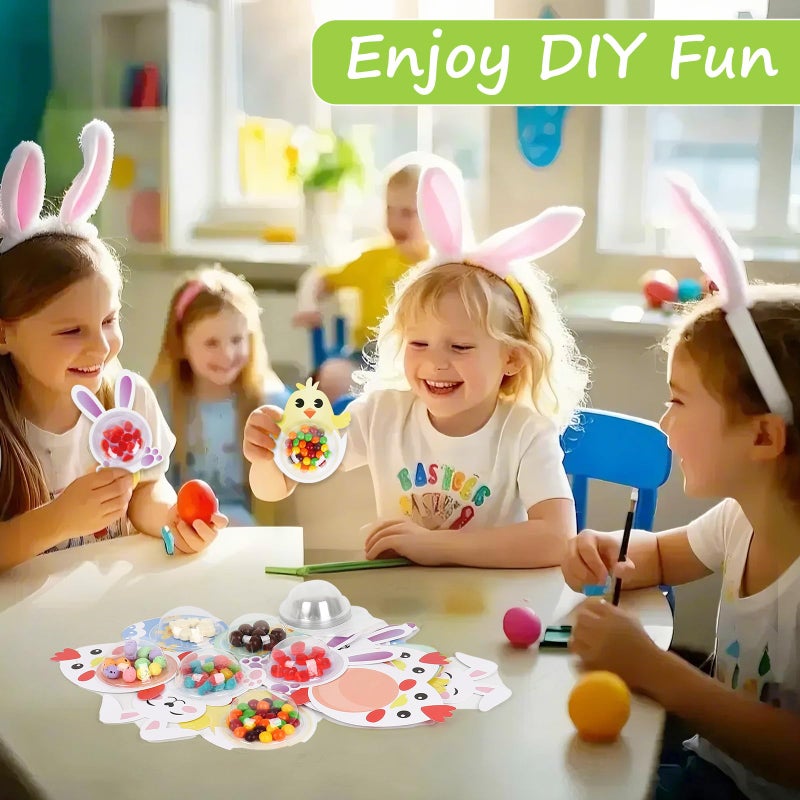 Tryly 24 Pack Easter Cards for Classroom, DIY Bunnies Eggs Chick Candy Cards with Plastic Domes, Easter Greeting Cards Holder for School Party Favors, Not Included Candy (24) - Image 5