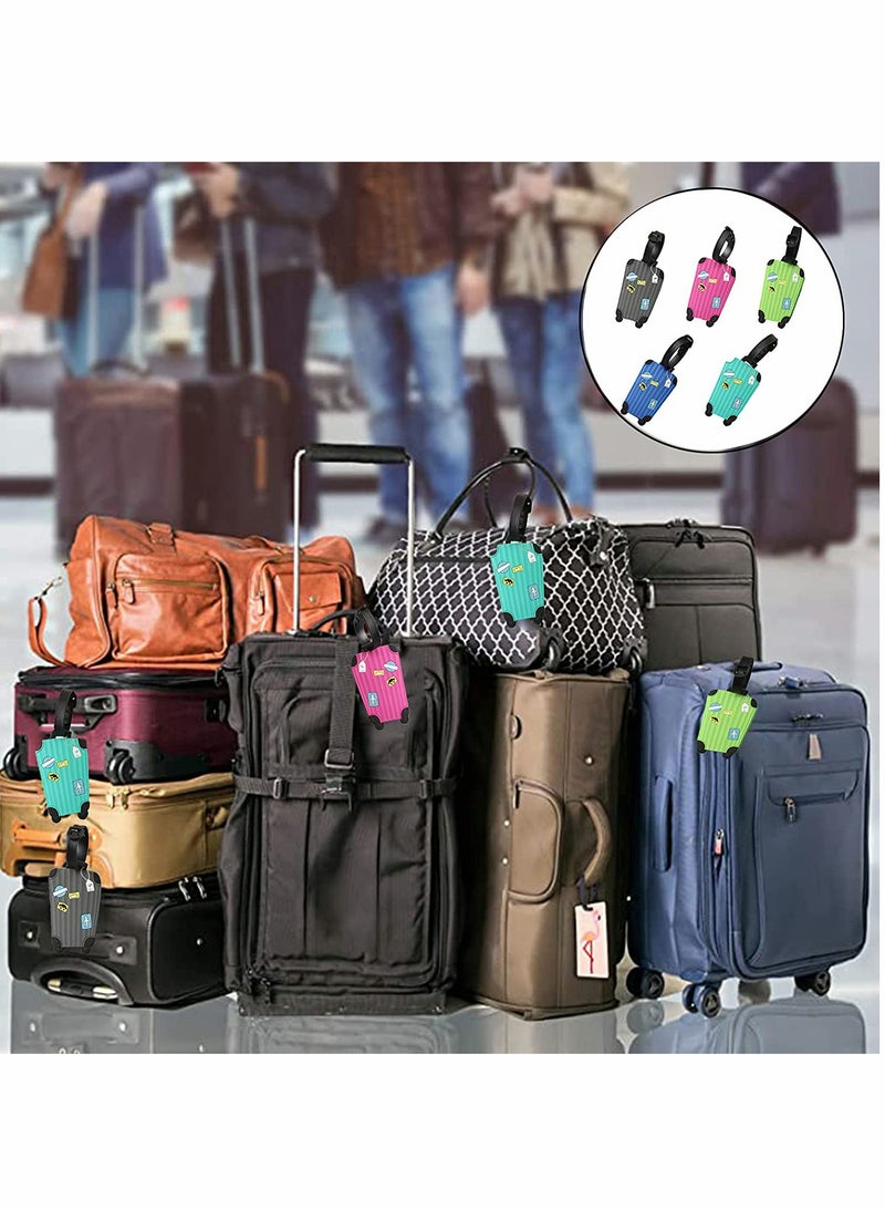 5 Pack Luggage Tags Flexible PVC ID Labels, Colorful Secure Travel Suitcase Bag Baggage Tag Labels for Cabin Bags Carry On Luggage and Suitcases - Image 5