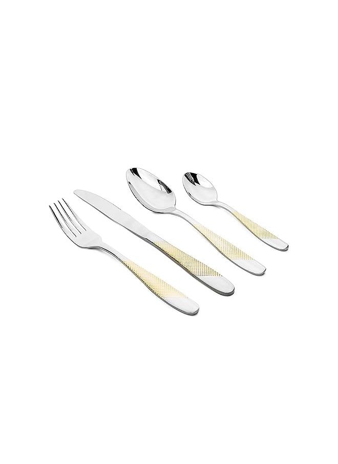 Cuisine Art 24 Piece Silverware Flatware Cutlery Set with Square Stand, Stainless Steel Includes 6 Knife, Fork, Tea Spoon, Dinner Mirror Polished, Dishwasher Safe  - Image 2