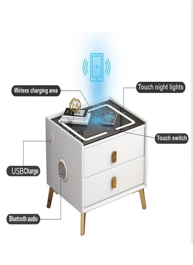 C&C Home - Multifunction Smart Wireless Charging Modern Design Light and Bluetooth Audio Speaker Features Side Table 40 x 45 x 50 - Image 1