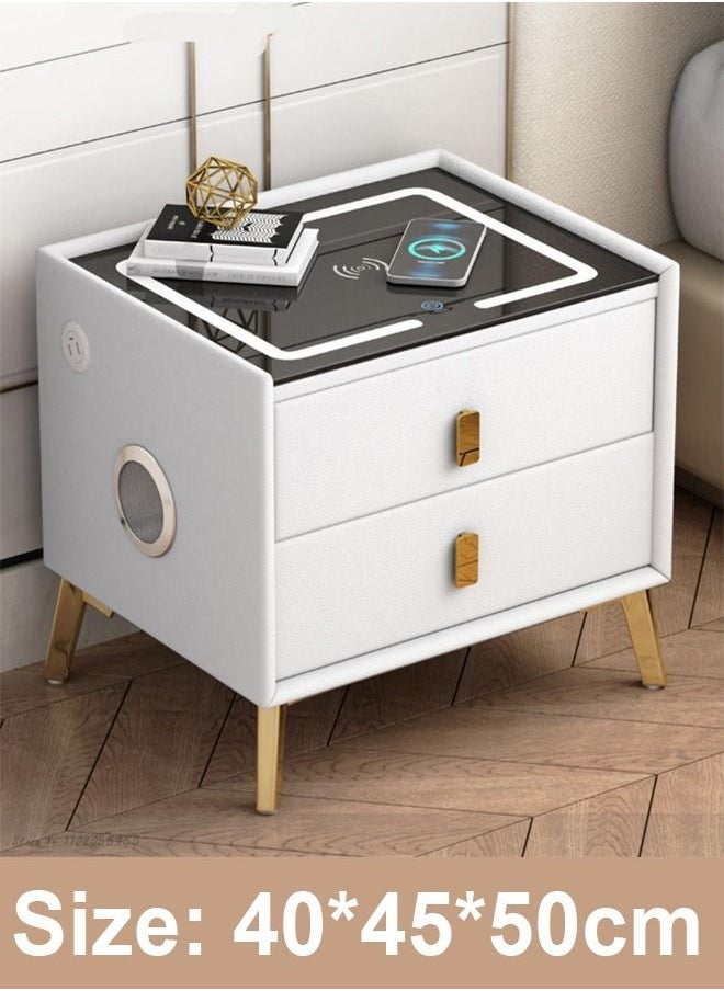 C&C Home - Multifunction Smart Wireless Charging Modern Design Light and Bluetooth Audio Speaker Features Side Table 40 x 45 x 50 - Image 1