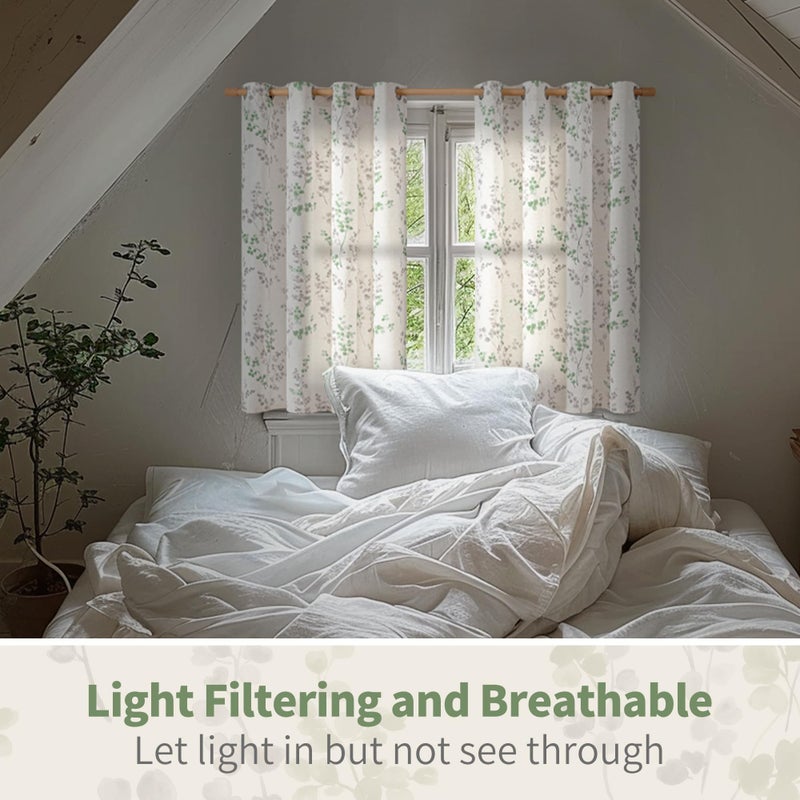 BGment بئسة الستائر الكتان القصيرة للنافذة الصغيرة 54 بوصة طول 2 لوحات بوهو تصفية تصفية الخصوصية للخصوصية لمزرعة غرفة نوم الطابق السفلي للحمام تصميم ورقة كل 52 بوصة العشب الأخضر - Image 5
