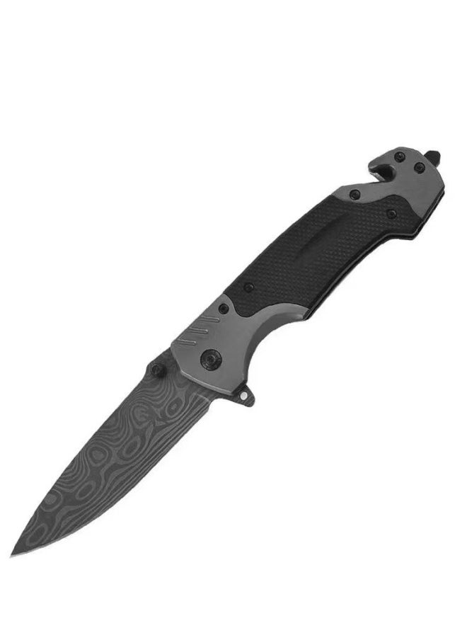 Browning - Multifunctional Stainless Steel Laser Pattern Folding Knife G10 Handle All-Steel Portable Outdoor Folding Knife Outdoor Camping Fruit Knife - Image 1