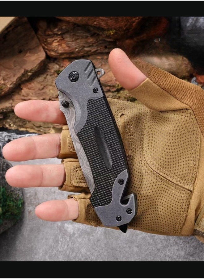 Browning - Multifunctional Stainless Steel Laser Pattern Folding Knife G10 Handle All-Steel Portable Outdoor Folding Knife Outdoor Camping Fruit Knife - Image 1