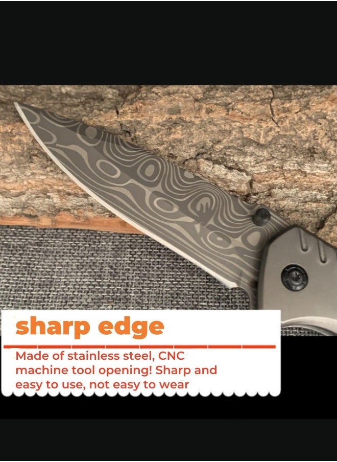 Browning - Multifunctional Stainless Steel Laser Pattern Folding Knife G10 Handle All-Steel Portable Outdoor Folding Knife Outdoor Camping Fruit Knife - Image 1