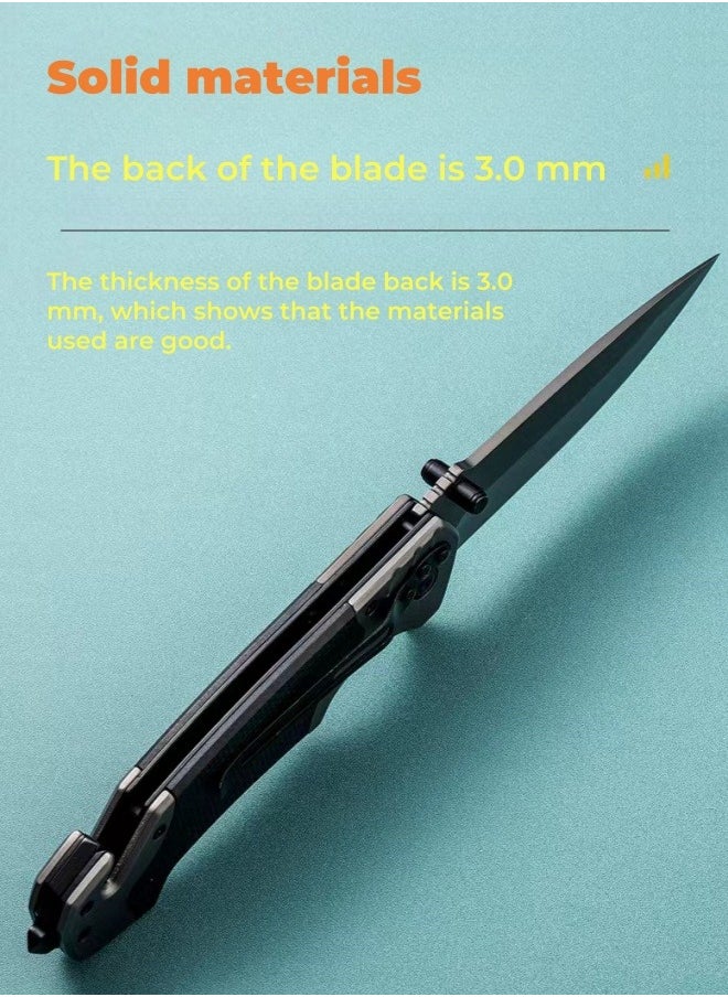 Browning - Multifunctional Stainless Steel Laser Pattern Folding Knife G10 Handle All-Steel Portable Outdoor Folding Knife Outdoor Camping Fruit Knife - Image 1