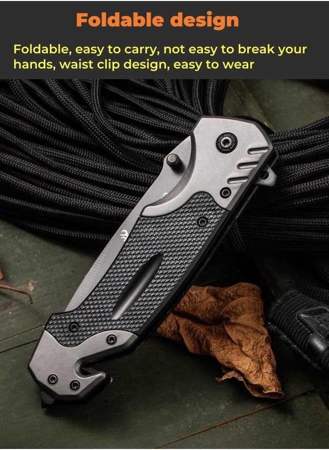 Browning - Multifunctional Stainless Steel Laser Pattern Folding Knife G10 Handle All-Steel Portable Outdoor Folding Knife Outdoor Camping Fruit Knife - Image 1