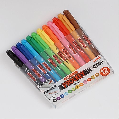 Uni Mitsubishi Pencil PM120T12CN Prokey Twin Water-Based Pen, Extra Fine, 12 Colors - Image 2