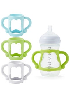 VANPET Baby Bottle Handles for Avent Natural Baby Bottle, Easy-Grip Transitional Sippy Cup Handles, Compatible with Philips Avent Natural Baby Bottle 9 oz, BPA Free (White+Blue+Green)