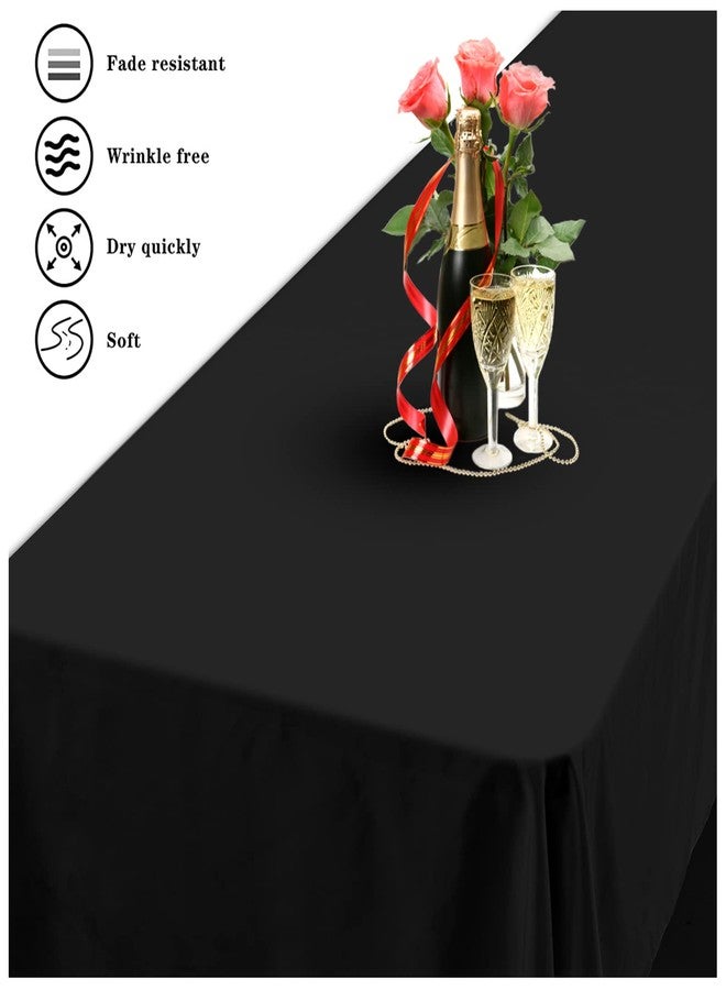 YMHPRIDE 6 Pack Polyester Tablecloth for 6 Foot Rectangle Tables,60 x102 inch Black Polyester Table Covers, Washable Black Table Cloth for Wedding,Party,Banquet,Restaurant,Buffet - Image 4