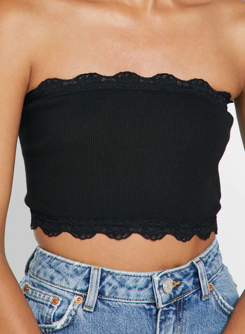 TOPSHOP Lace Detail Bandeau Top