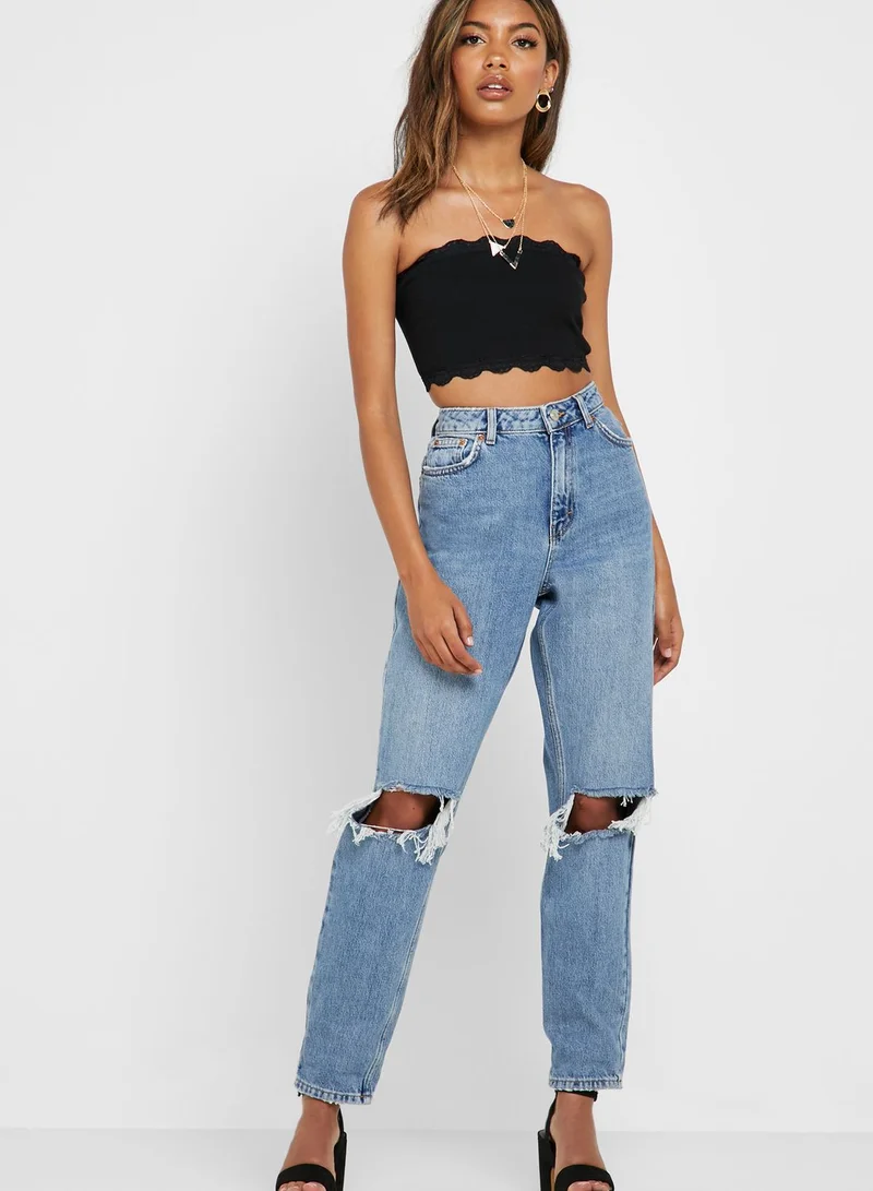 TOPSHOP Lace Detail Bandeau Top