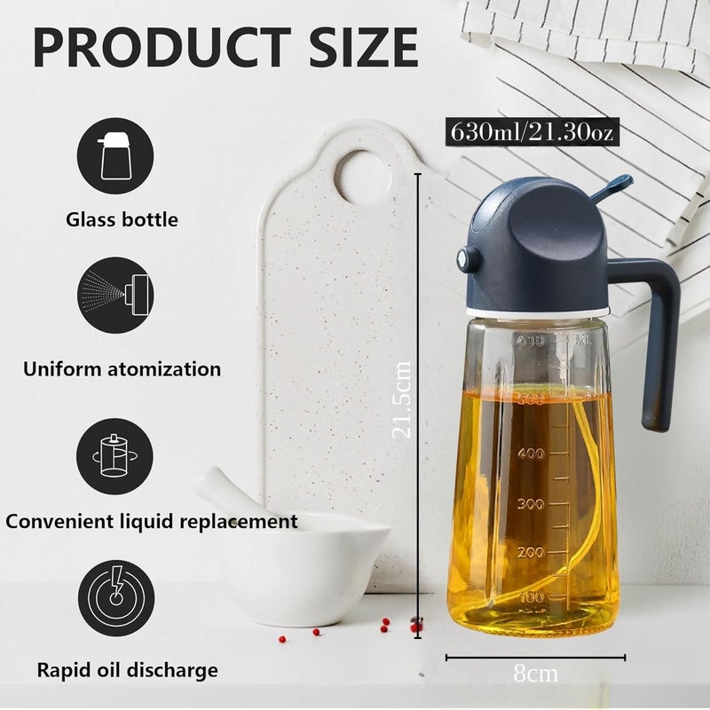 TASKHOUSE Oil Dispenser Sprayer for Kitchen 630ml 2 in 1 Olive Oil Sprayer Oil Pourer Spray and Pour Oil Dispensing Sprayer for Kitchen Salad Barbecue Blue - Image 2