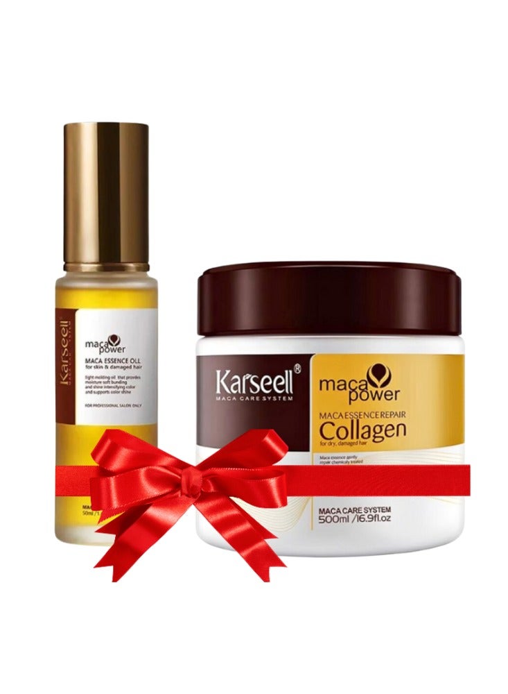 Karseell Carsell Collagen Hair Treatment Deep Conditioning for All Hair Types, 16.9 fl oz (500 ml) + Argan Oil Hair Serum for Dry Damaged Hair 50 ml - Image 2