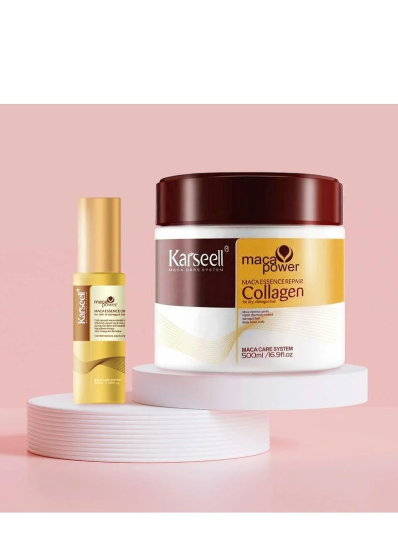 Karseell Carsell Collagen Hair Treatment Deep Conditioning for All Hair Types, 16.9 fl oz (500 ml) + Argan Oil Hair Serum for Dry Damaged Hair 50 ml - Image 3