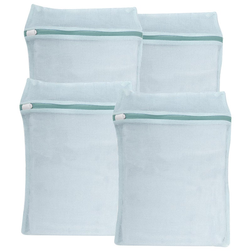 NAHADS 4-Piece Blue Medium Durable Organic Cotton Mesh Laundry Bags with Sturdy Zippers and Breathable Mesh are Delicate Laundry Bags for Underwear, Clothes, Pants and Socks - Image 1