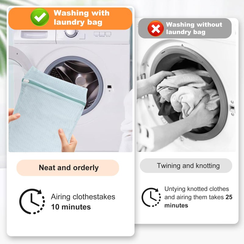 NAHADS 4-Piece Blue Medium Durable Organic Cotton Mesh Laundry Bags with Sturdy Zippers and Breathable Mesh are Delicate Laundry Bags for Underwear, Clothes, Pants and Socks - Image 2