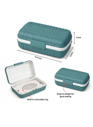 Set of 2 Portable Soap Cases with Lids – Leak-Resistant Travel Soap Holders (White & Green) for Bathroom, Camping & Travel
