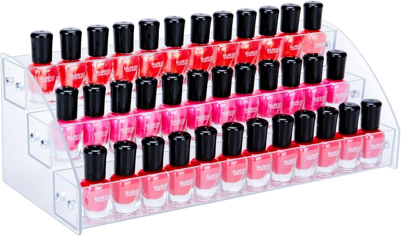 KINGROW Nail Polish Organizer Holder Rack 3 Layers Acrylic Display Rack Eyeglasses Shelf Essential Oils Ink Storage Holds Up to 48 (Fit 1-2oz Bottles) - Image 1