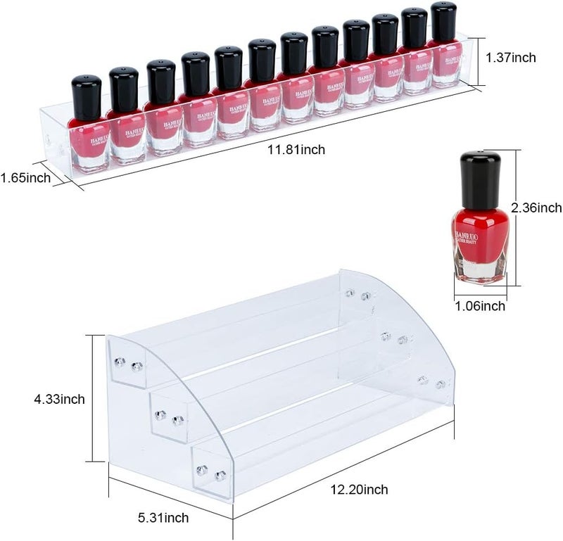 KINGROW Nail Polish Organizer Holder Rack 3 Layers Acrylic Display Rack Eyeglasses Shelf Essential Oils Ink Storage Holds Up to 48 (Fit 1-2oz Bottles) - Image 2