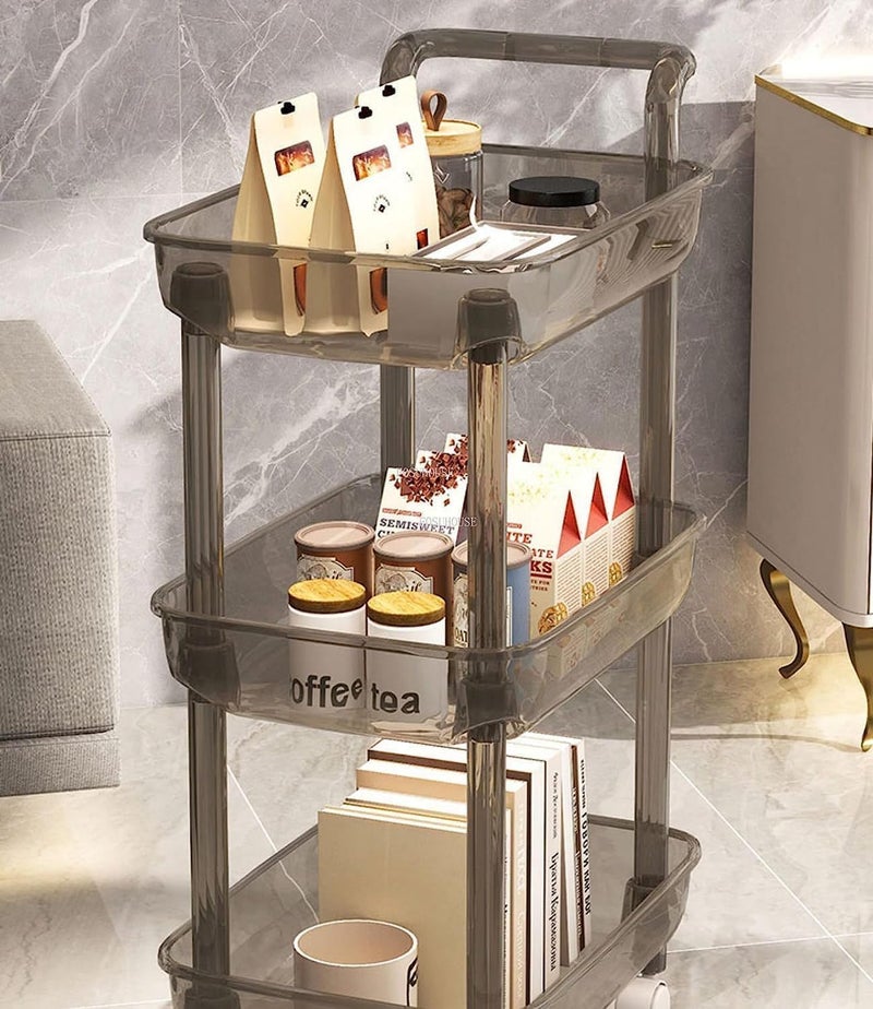 Arkit Acrylic 4 Layer Trolly Black Rolling Storage Cart 4 Tier Bathroom Organizer Slide Out Utility Cart Mobile Shelving Unit Organizer Standing Rack for Kitchen Bathroom - Image 4