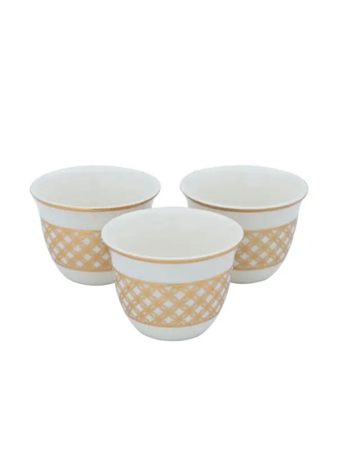 Alsaif Gallery 12 pieces set of white Arabic coffee cups with gold pattern  - Image 4