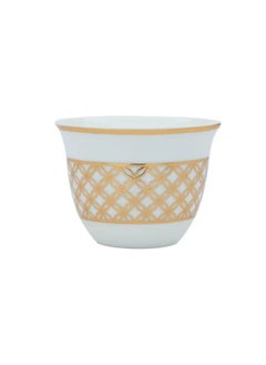 Alsaif Gallery 12 pieces set of white Arabic coffee cups with gold pattern  - Image 1