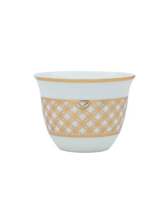 Alsaif Gallery 12 pieces set of white Arabic coffee cups with gold pattern  - Image 1