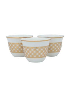 Alsaif Gallery 12 pieces set of white Arabic coffee cups with gold pattern  - Image 3