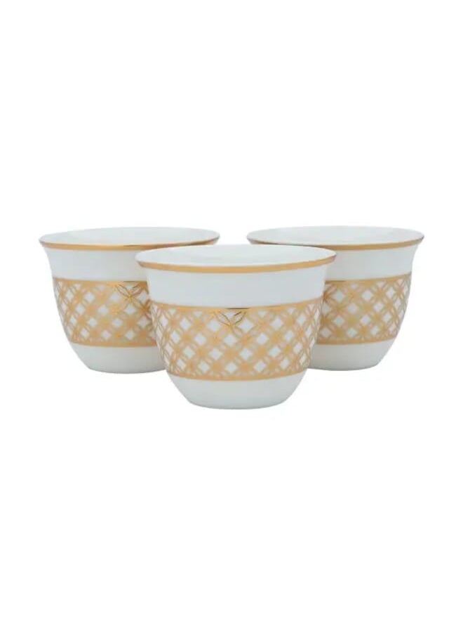 Alsaif Gallery 12 pieces set of white Arabic coffee cups with gold pattern  - Image 3