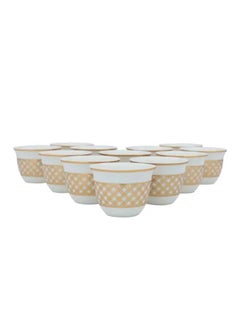 Alsaif Gallery 12 pieces set of white Arabic coffee cups with gold pattern  - Image 2