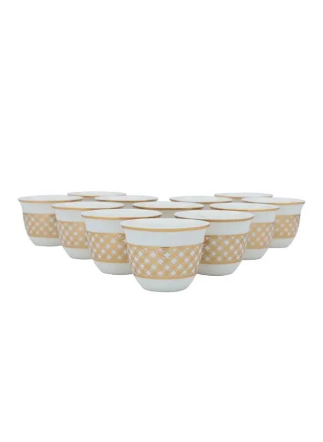 Alsaif Gallery 12 pieces set of white Arabic coffee cups with gold pattern  - Image 2