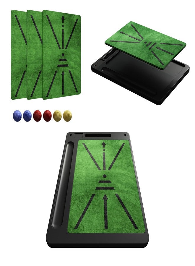 Kasinali Golf Hitting Mats Practice Mat Outdoor Indoor Training Chipping Show Swing Path Feedback 3 Replaceable Turf Mat with No-Slip Heavy Duty Rubber Backing Golf Accessories Men Dad Husband Gifts - Image 1
