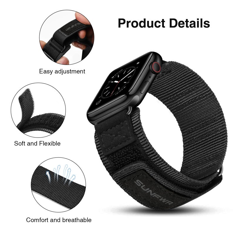 SUNFWR Compatible with Apple Watch Band 49mm 46mm 45mm 44mm 42mm, Rugged Velcro Straps for iWatch Ultra Series 10/9/8/7/6/5/4/3/2/1/SE, Tough Apple Watch Replacement Bands for Men Women - Image 4