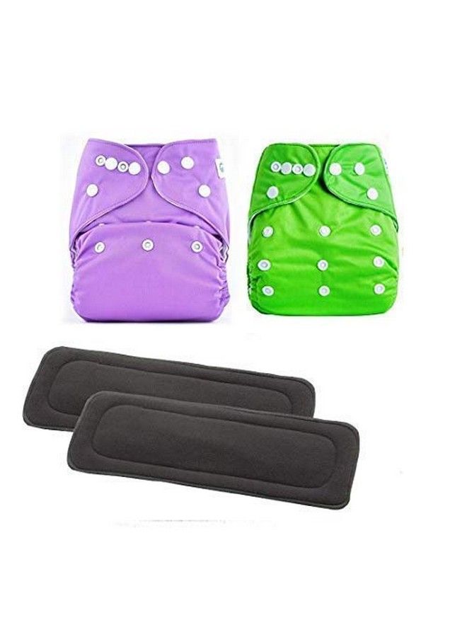 DOMENICO Washable Baby Diaper Premium Cloth Diaper Reusable Diaper Washable Diaper Adjustable Size Waterproof Pocket Cloth Diaper Nappie(2 Diaper 2 Insert)(Assorted Color) - Image 4