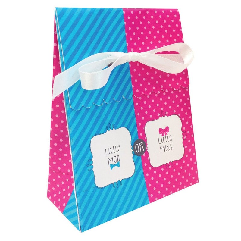 CREATIVE CONVERTING Bow or Bowtie Favor Bag 12 with Ribbon Little Man or Miss Gender Reveal Shower