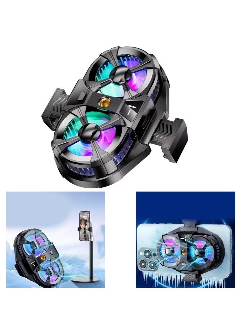 GENNEXT Dual Cooling Fan Cell Phone Cooler for Gaming Plug & Switch LED Display 3 Speed Fan with Phone Holder - Image 3