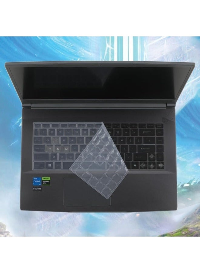 غطاء لوحة مفاتيح شفاف بالكامل متوافق مع كمبيوتر الألعاب المحمول MSI Thin 15 2024 مقاس 15.6 إنش، من مادة السيليكون، مع زجاج مقسى عالي الدقة - Image 4