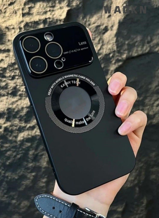 WAOKN Magnetic Case for iPhone 15 Pro Luxury Slim Mat Magnet Ultra Thin Hard PC Shockproof Cover Ultra Thin Cover with Lanyard Black - Image 4