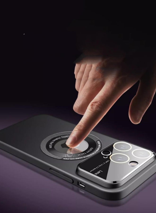 WAOKN Magnetic Case for iPhone 15 Pro Luxury Slim Mat Magnet Ultra Thin Hard PC Shockproof Cover Ultra Thin Cover with Lanyard Black - Image 3