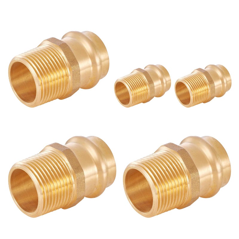 GUOFIS Copper Press Fittings Adapter1 Press Fit x 1 Male NPT ThreadedLF Brass Material5 PACK - Image 2